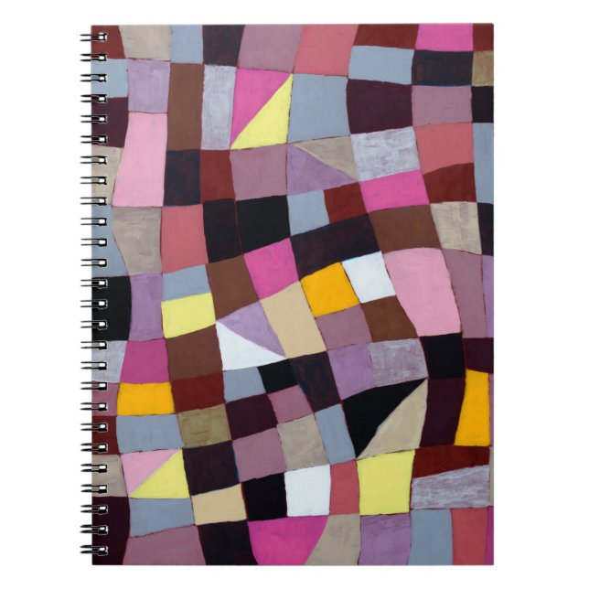 An irregular grid painting, with violets and yello notebook (Front)