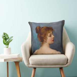 An Italian Beauty by Eugen von Blaas Throw Pillow