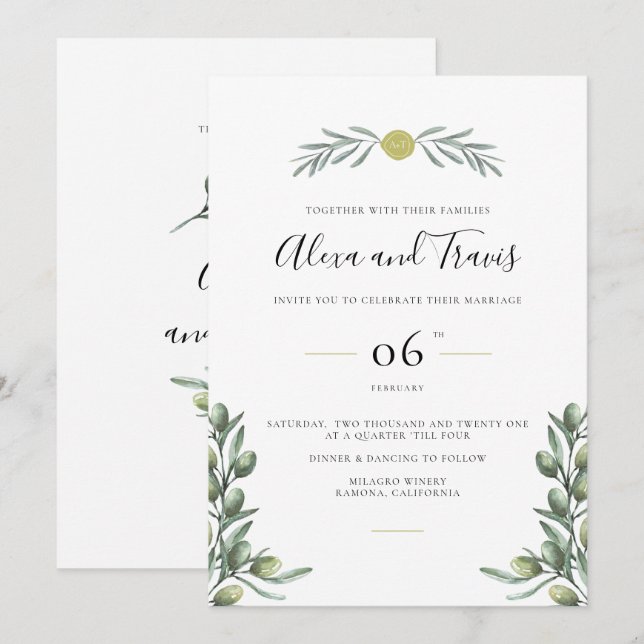 An Italian Garden Wedding Invitation (Front/Back)