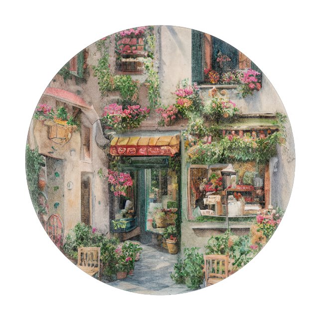 An Italian Street Scene Ephemera Design Series 24 Cutting Board (Front)