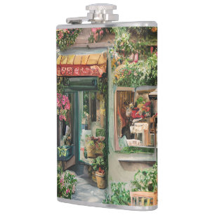 An Italian Street Scene Ephemera Design Series 24 Hip Flask
