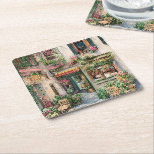 An Italian Street Scene Ephemera Design Series 24 Square Paper Coaster