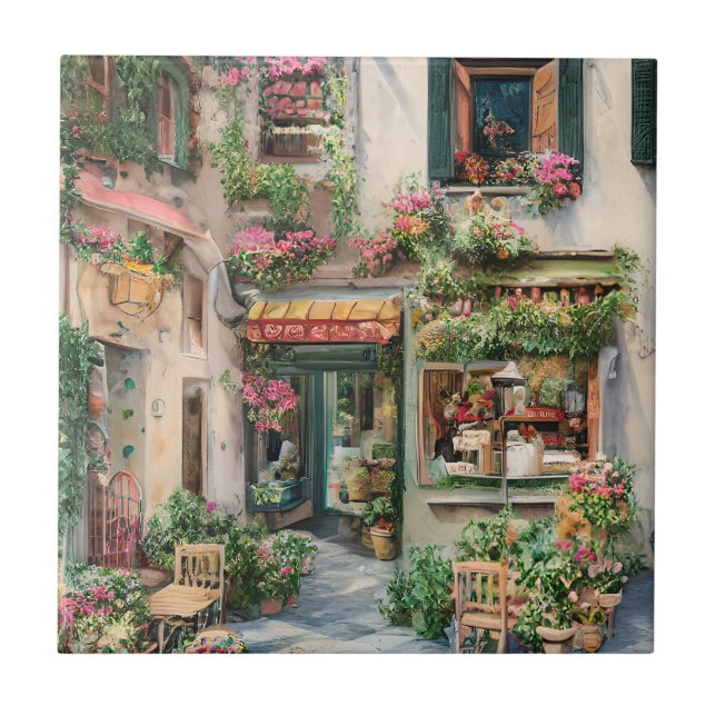 An Italian Street Scene Ephemera Design Series 24 Tile (Front)