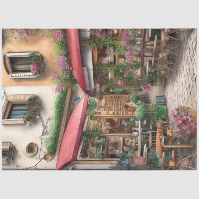 An Italian Street Scene Ephemera Design Series 6 Tissue Paper (Front)