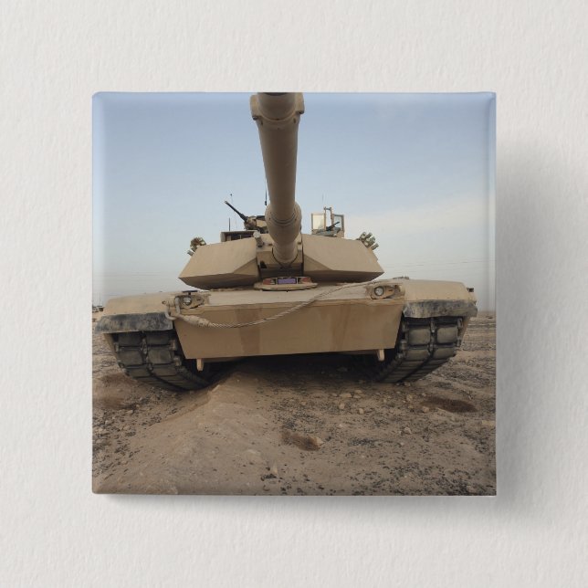 An M-1A1 Main Battle Tank 2 Inch Square Button (Front)