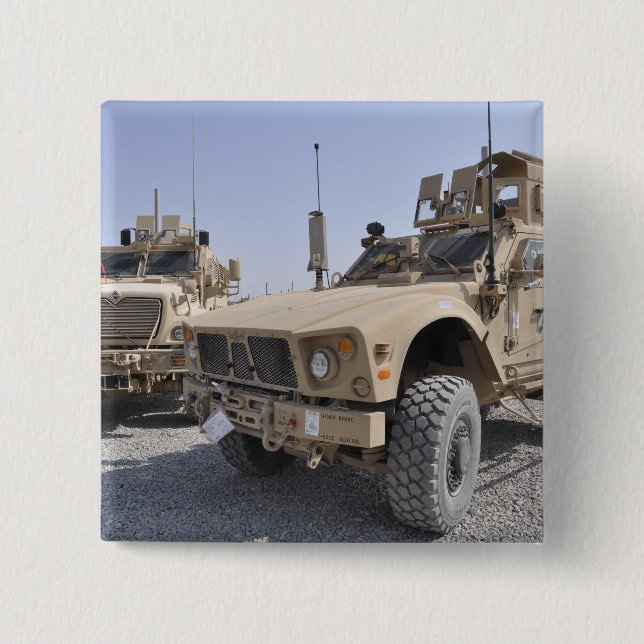 An M-ATV Mine Resistant Ambush Protected vehicl 2 Inch Square Button (Front)