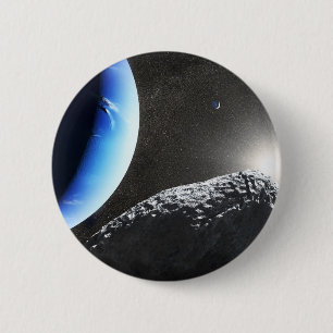 An Neptune's Tiny Moon Hippocamp. 2 Inch Round Button