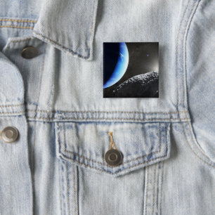 An Neptune's Tiny Moon Hippocamp. 2 Inch Square Button