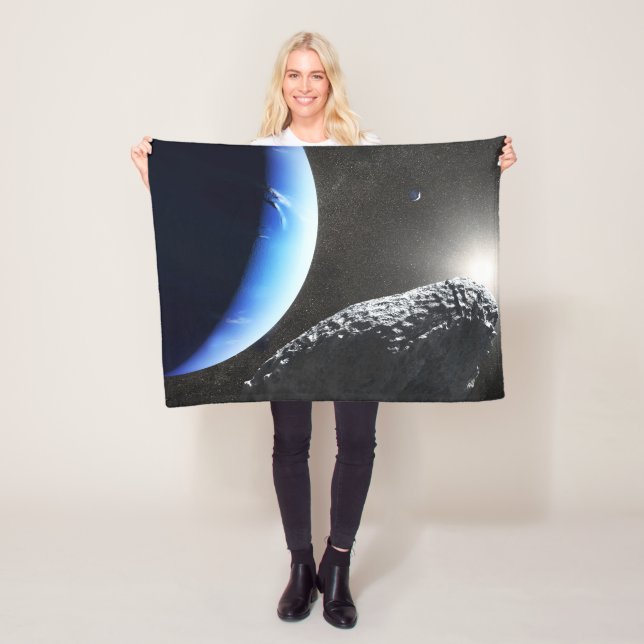 An Neptune's Tiny Moon Hippocamp. Fleece Blanket (In Situ)