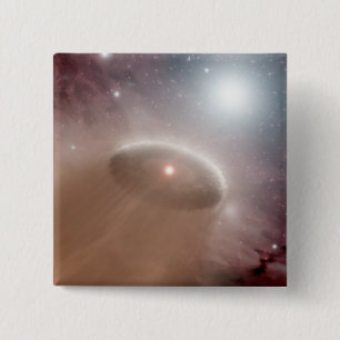 An O-star just behind a young, cooler star 2 Inch Square Button