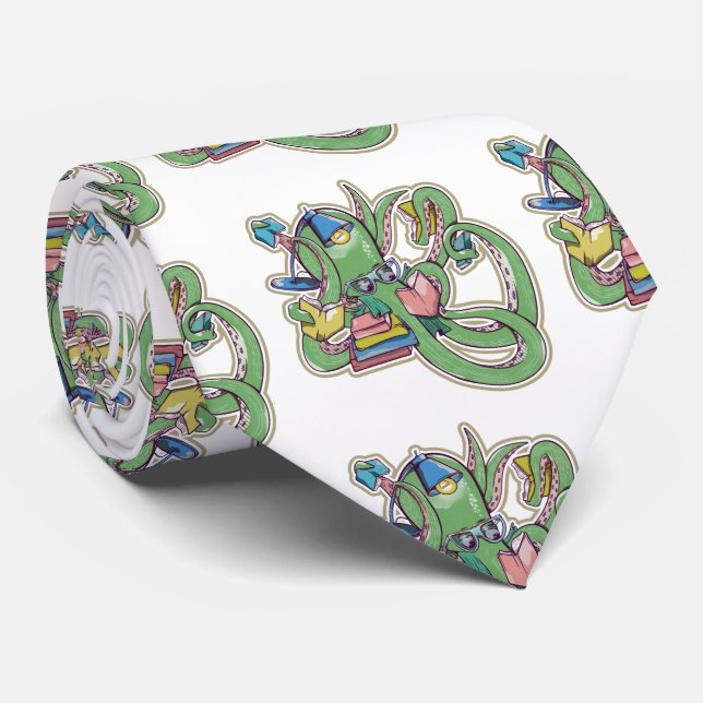 An octopus that loves to read tie (Rolled)