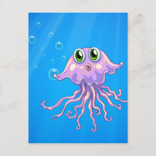 An octopus under the sea postcard