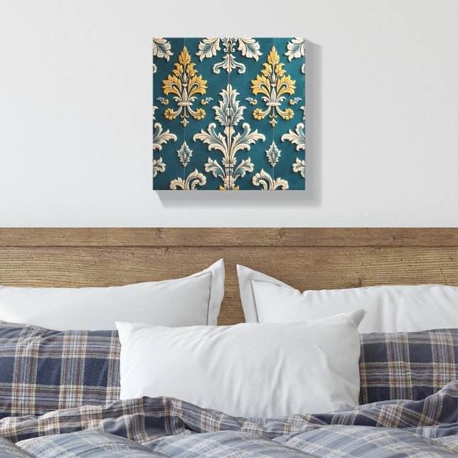 An Ode of Damask Charm Canvas Print (Insitu(Bedroom))