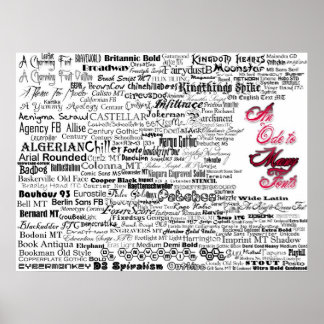 An Ode to Many Fonts Poster