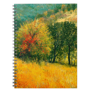 An oil painting on canvas of a seasonal autumn rur notebook