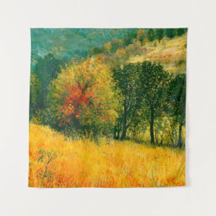 An oil painting on canvas of a seasonal autumn rur tapestry