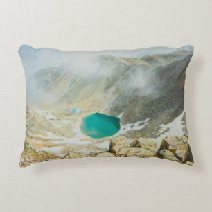 An oil painting on canvas of the highest peak in B Accent Pillow