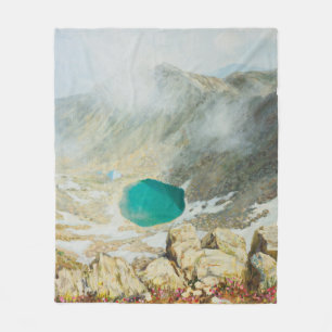An oil painting on canvas of the highest peak in B Fleece Blanket