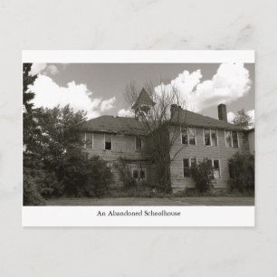 An old abandoned schoolhouse building postcard