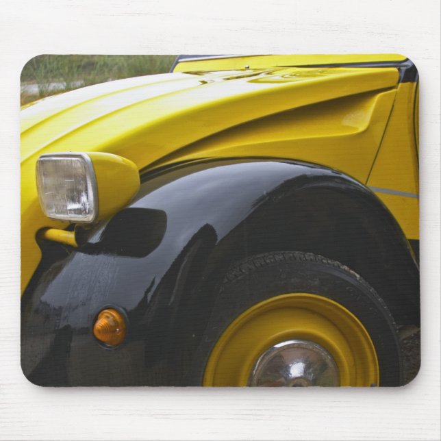 An old black and yellow Citroen 2CV 2 CV, Mouse Pad (Front)