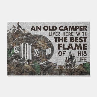 An Old Camper Live Here Doormat, Camping Decor Doormat