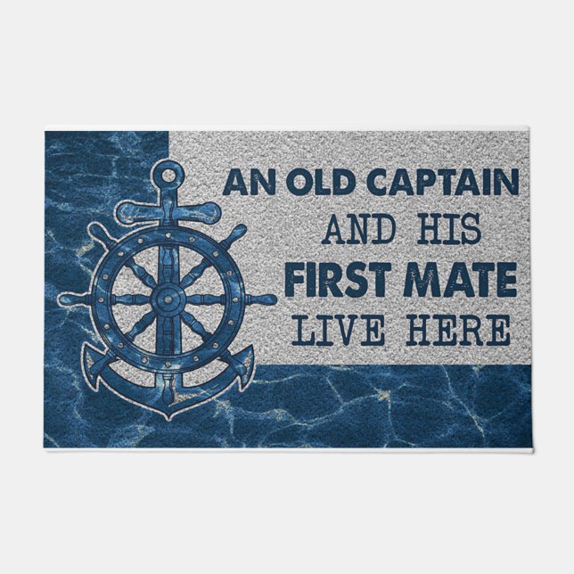 An Old Captain And His First Mate Live Here Doormat (Front)