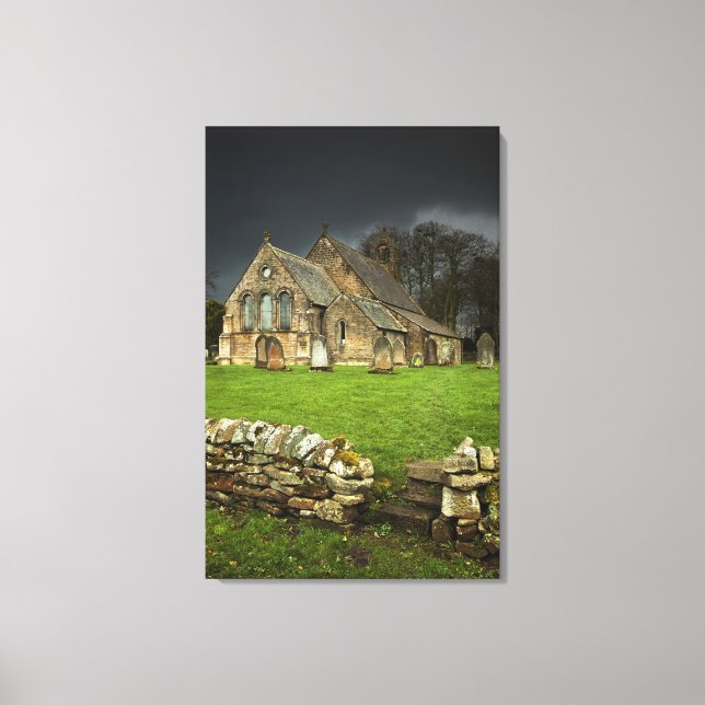 An Old Church Under A Dark Sky Canvas Print (Front)