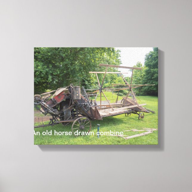 An Old Horse Drawn Combine Canvas Print (Front)
