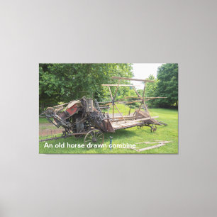 An Old Horse Drawn Combine Canvas Print