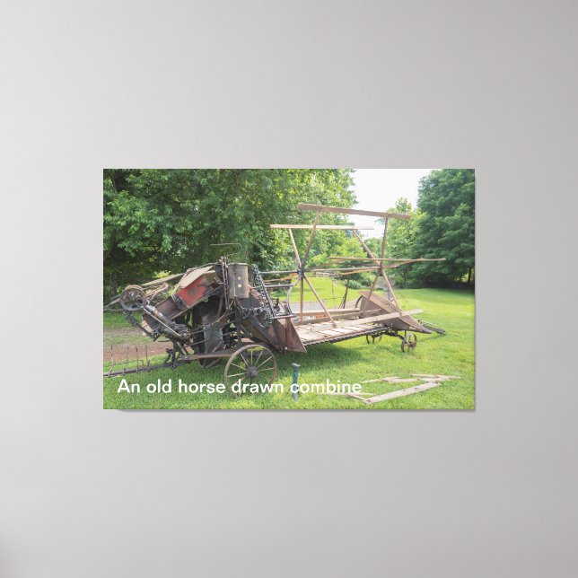An Old Horse Drawn Combine Canvas Print (Front)