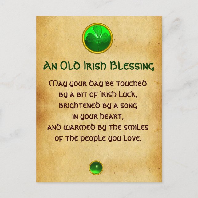An Old Irish Blessing For Luck Parchment Postcard (Front)