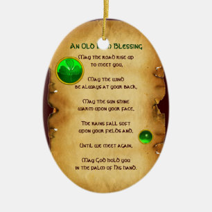 An Old Irish Blessing Parchment Ceramic Ornament
