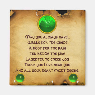 An Old Irish Blessing Parchment for Luck Magnet