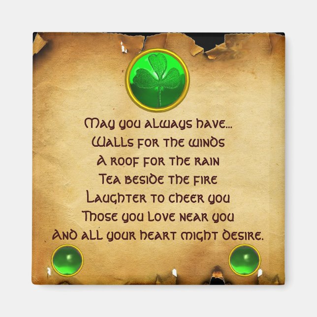 An Old Irish Blessing Parchment for Luck Magnet (Front)