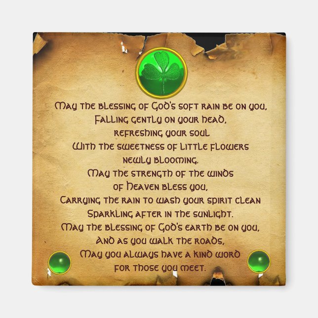 An Old Irish Blessing Parchment for Luck Magnet (Front)