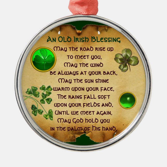 An Old Irish Blessing Parchment Metal Ornament (Front)