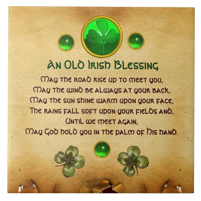 An Old Irish Blessing Parchment Tile (Front)