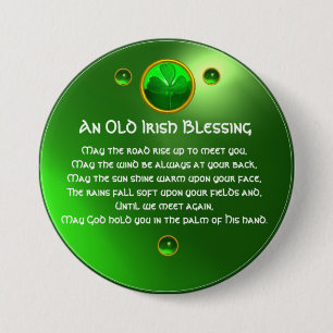 An Old Irish Blessing Shamrock 3 Inch Round Button
