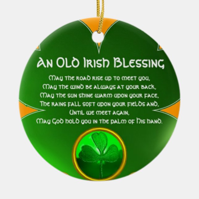 An Old Irish Blessing Shamrock Ceramic Ornament (Front)