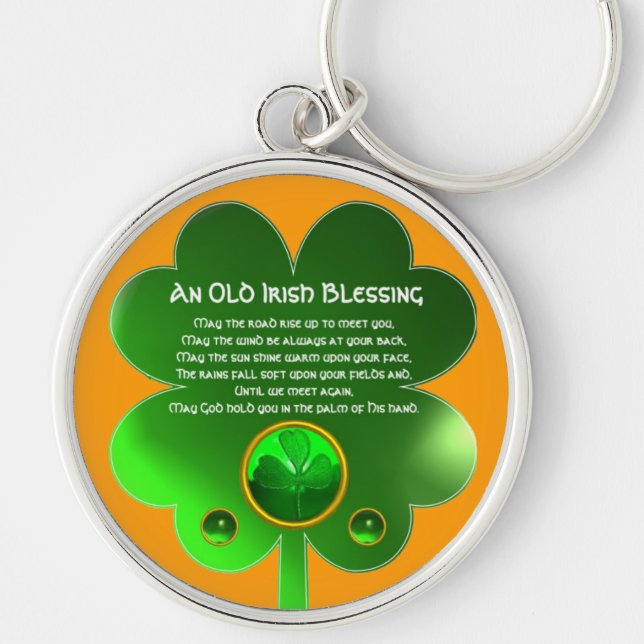 An Old Irish Blessing Shamrock Keychain (Front)