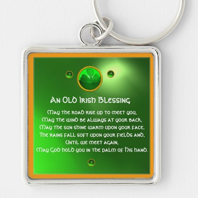 An Old Irish Blessing Shamrock Keychain (Front)