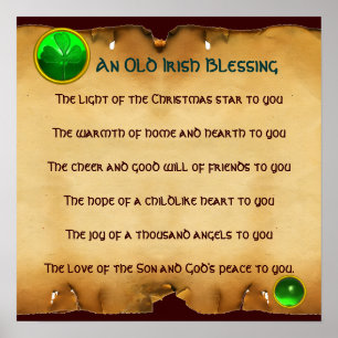 An Old Irish Christmas Blessing Parchment, Square Poster