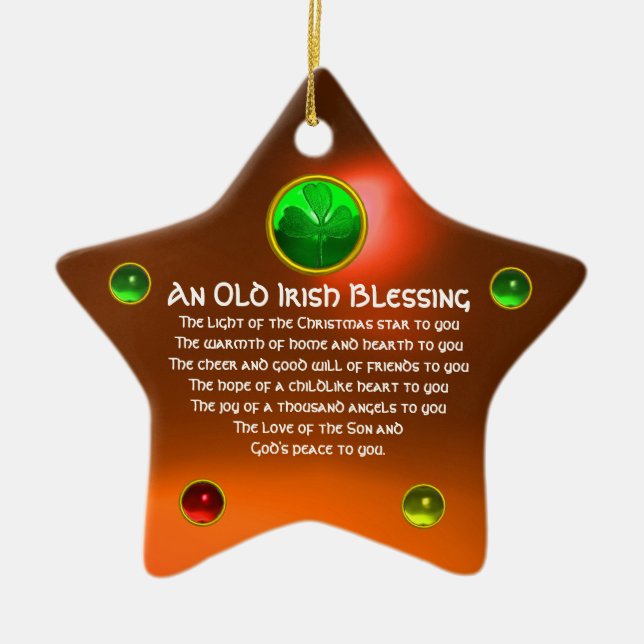 An Old Irish Christmas Blessing Star Ceramic Ornament (Front)