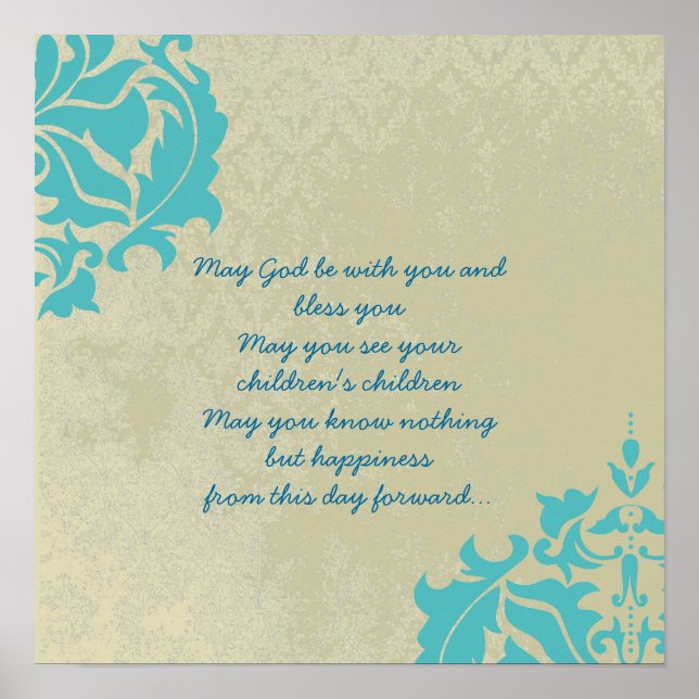 AN OLD IRISH WEDDING Blessing Distressed Damask Poster (Front)