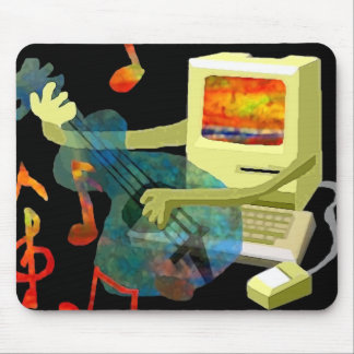 An old Macintosh plays psychedelic guitar. Mouse Pad