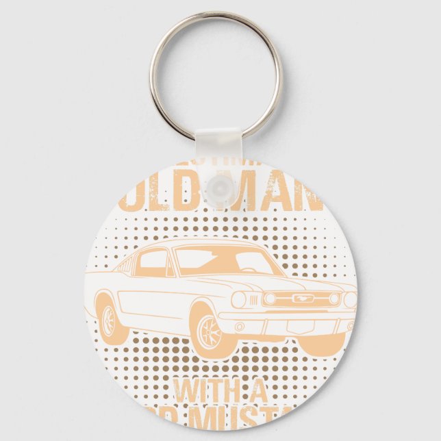 An Old Man Ford Mustang 1966 Fastback Keychain (Front)