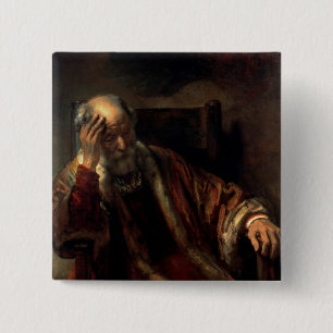 An Old Man in an Armchair 2 Inch Square Button