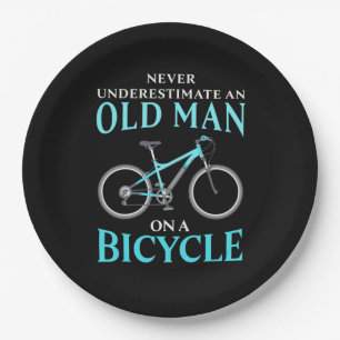 An Old Man On A Bicycle Paper Plate