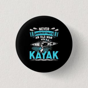 An Old Man With A Kayak 1 Inch Round Button