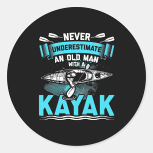 An Old Man With A Kayak Classic Round Sticker